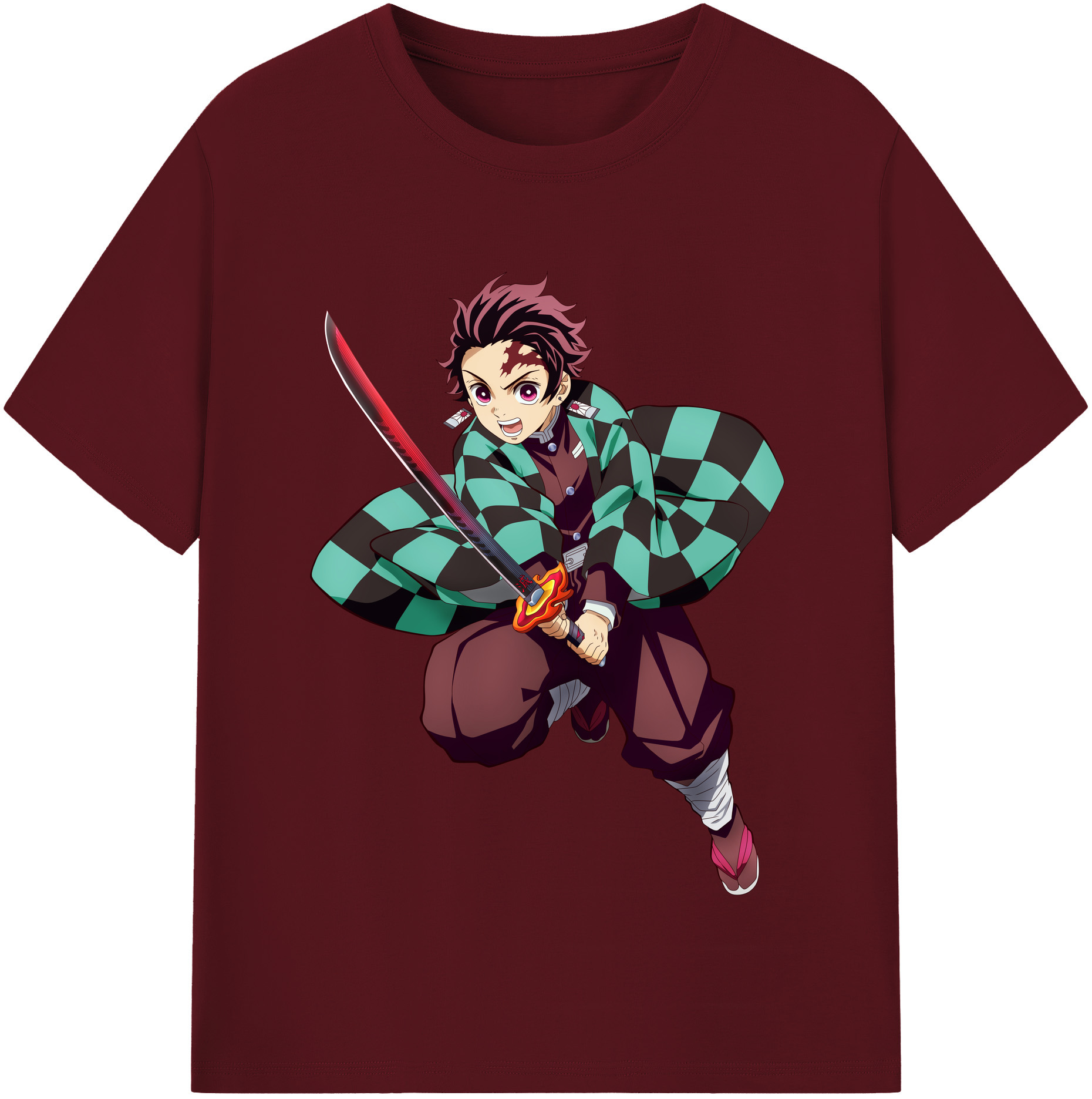 （画像用） 鬼滅の刃 竈門 炭治郎／かまど たんじろう Kamado Tanjirou 綿100％半袖Tシャツ（フロントプリント）